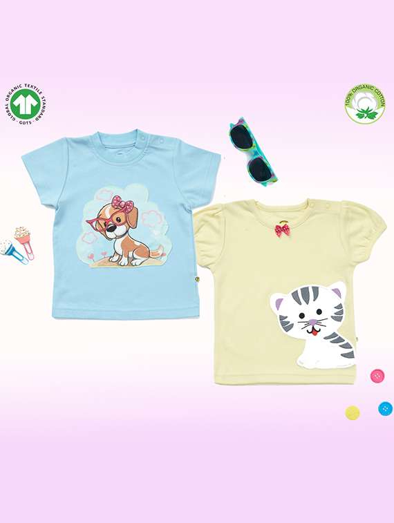 girls pack of 2 printed regular tee