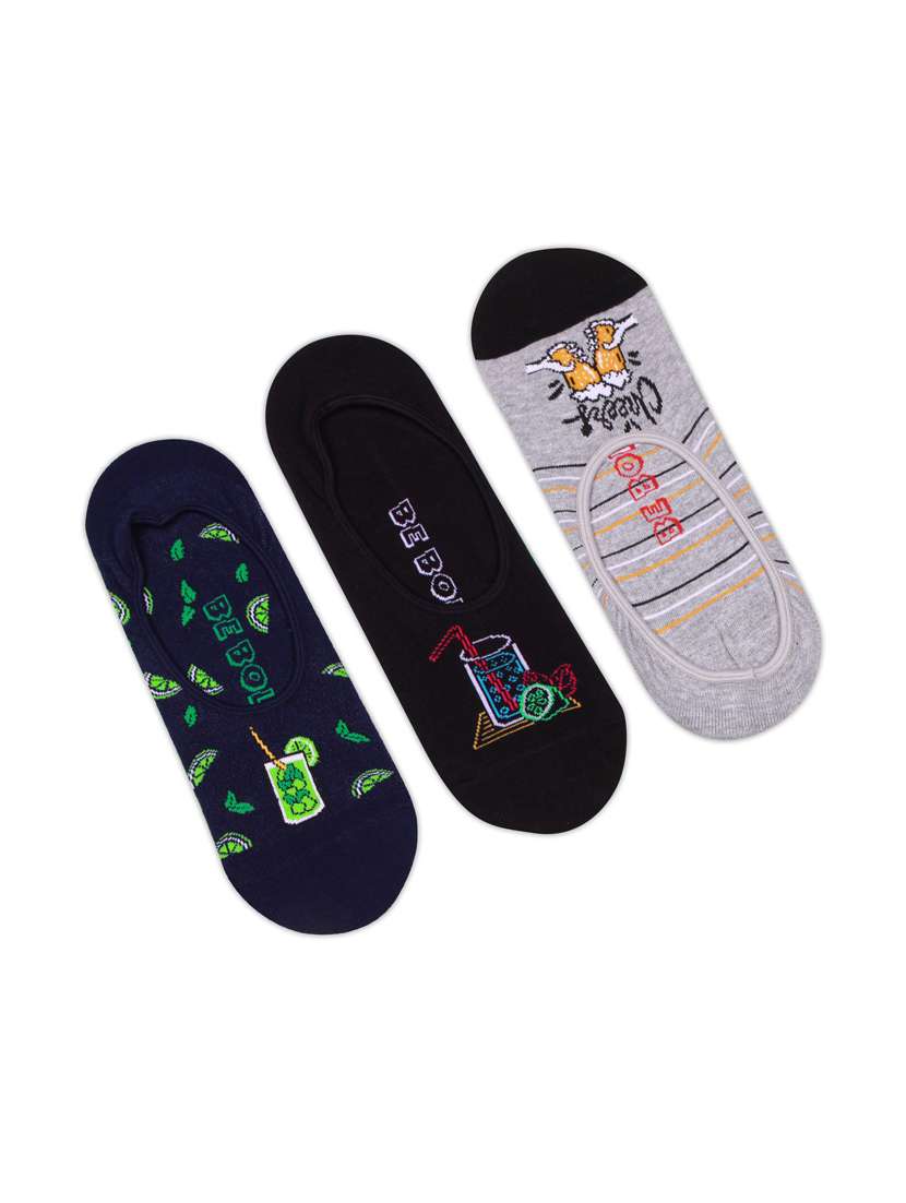 pack of 3 multi colored no show sock