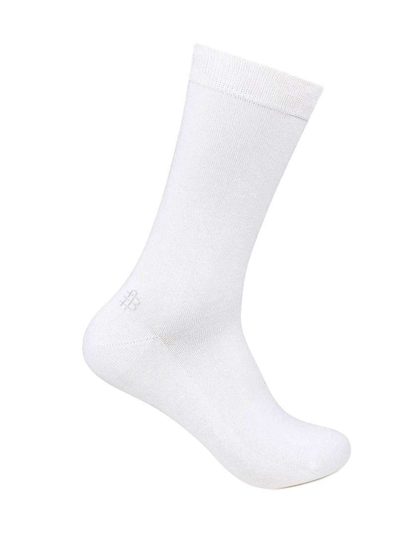white solid self design socks