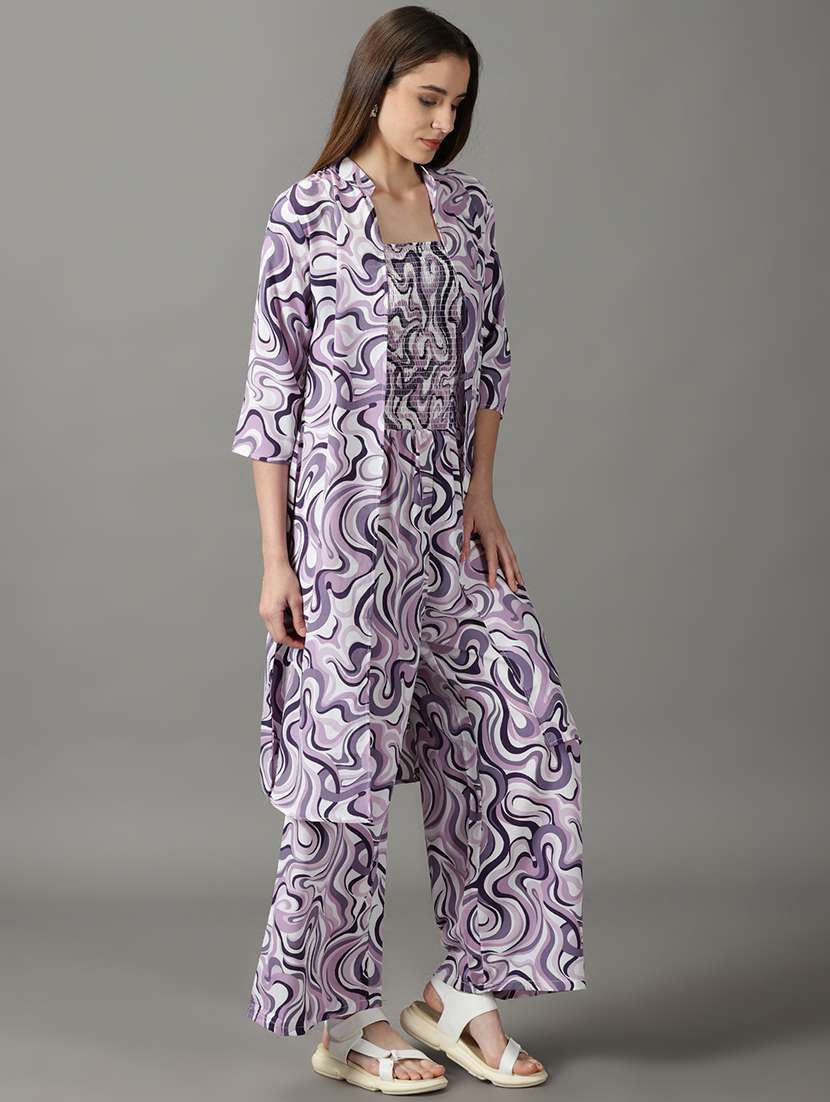 purple printed full leg jumpsuit - 19159658 -  Standard Image - 2