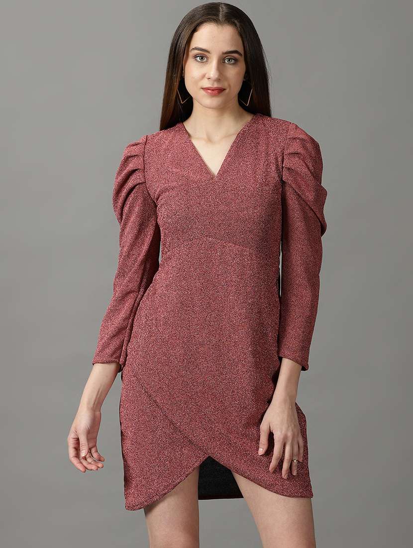 women's wrap self design dress