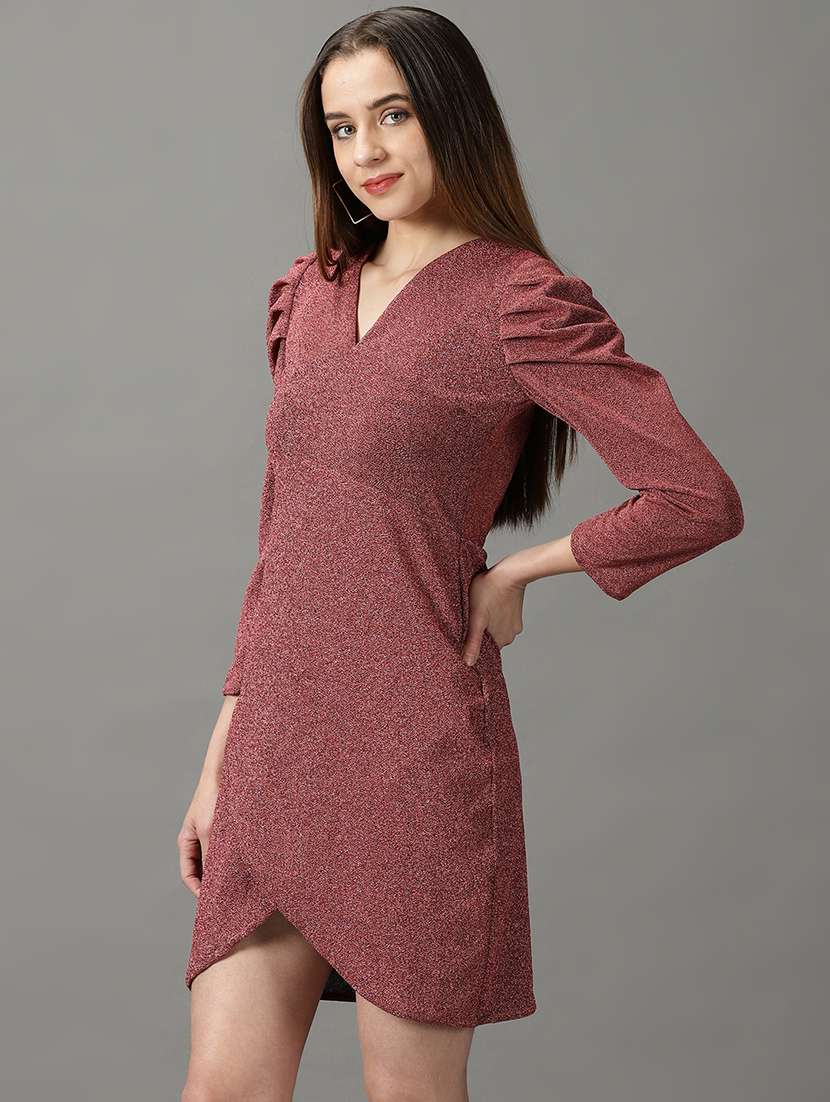 women's wrap self design dress - 19159717 -  Standard Image - 2