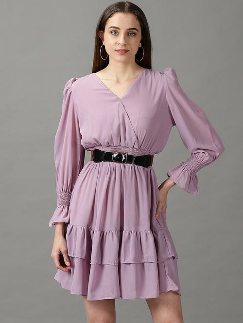 women's layered solid dress - 19159733 - Standard Image - 0