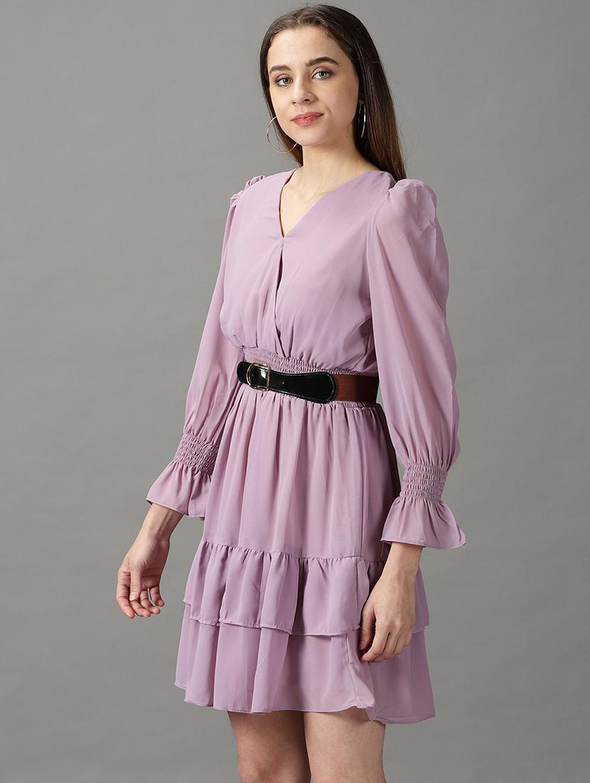 women's layered solid dress - 19159733 - Standard Image - 2
