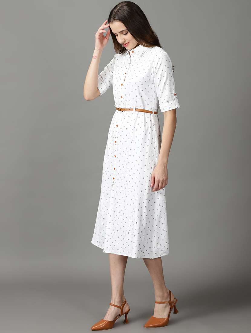 women's belted micro print dress - 19159751 -  Standard Image - 2