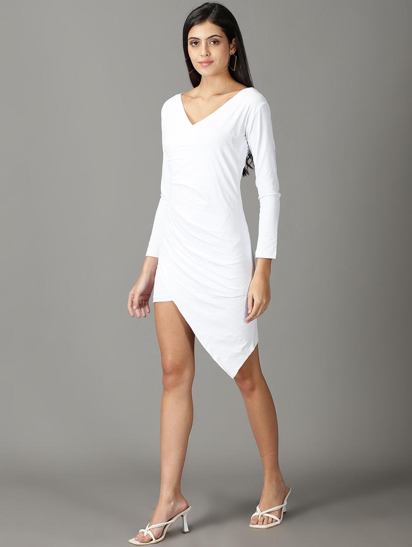women's asymmetric solid dress - 19159787 - Standard Image - 2