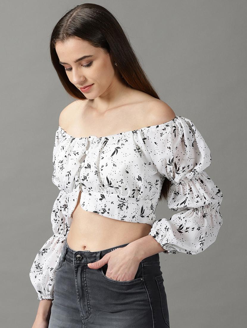 women's blouson off shoulder top - 19159847 - Standard Image - 2