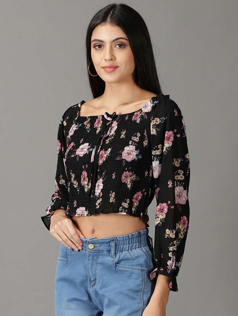 women's crop off shoulder top - 19159854 - Standard Image - 2