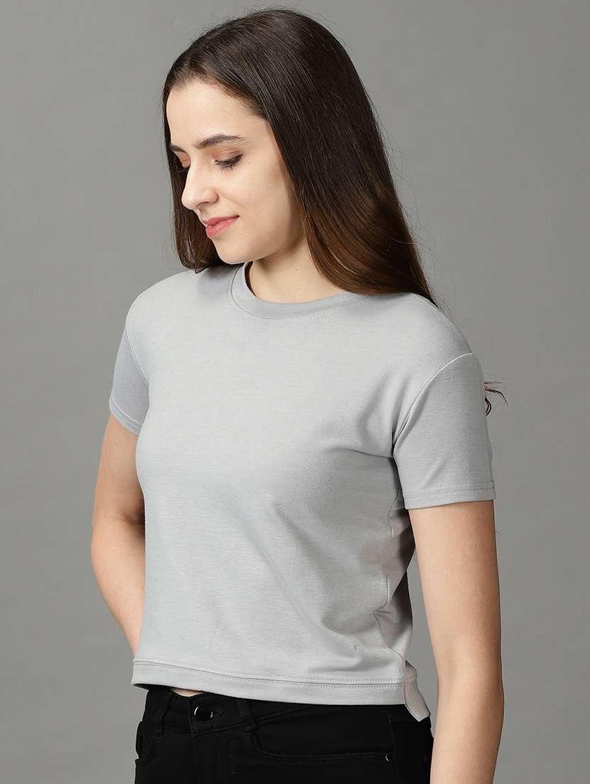 women's plain round neck t-shirt - 19159861 -  Standard Image - 2