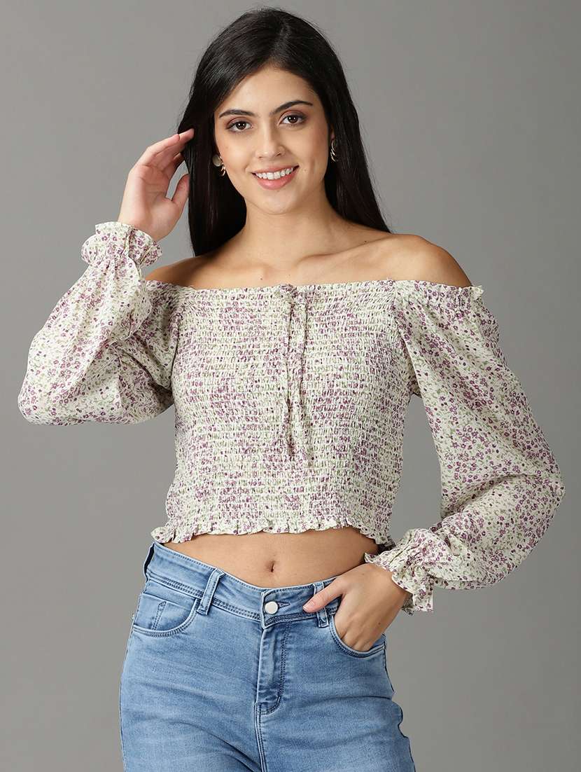 women's crop off shoulder top