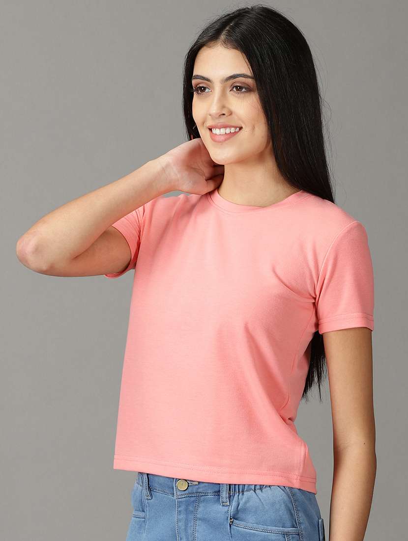 women's plain round neck t-shirt - 19159878 -  Standard Image - 2