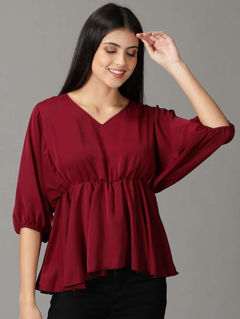 women's peplum v neck top