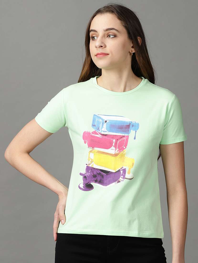 women's front print  t-shirt