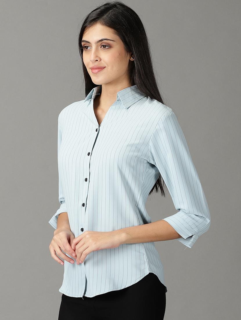 curved hem striped regular shirt - 19159903 - Standard Image - 2
