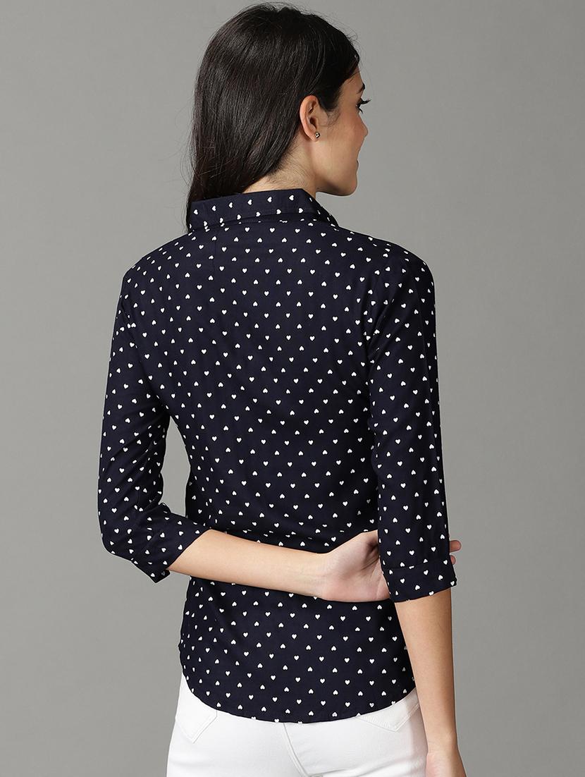 curved hem printed shirt - 19159912 - Standard Image - 2