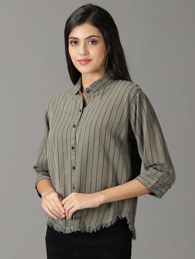 fringed hem striped shirt - 19159922 -  Standard Image - 2
