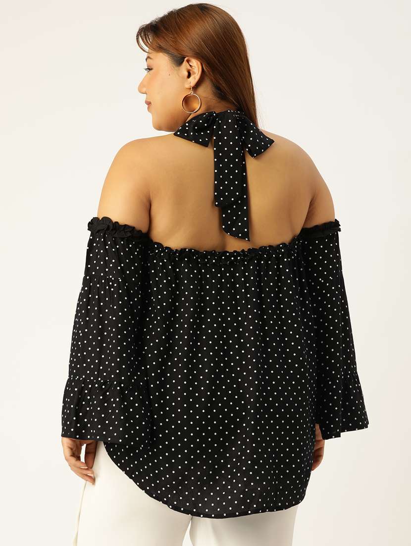women plus size polka doted halter neck top - 19160292 -  Standard Image - 2