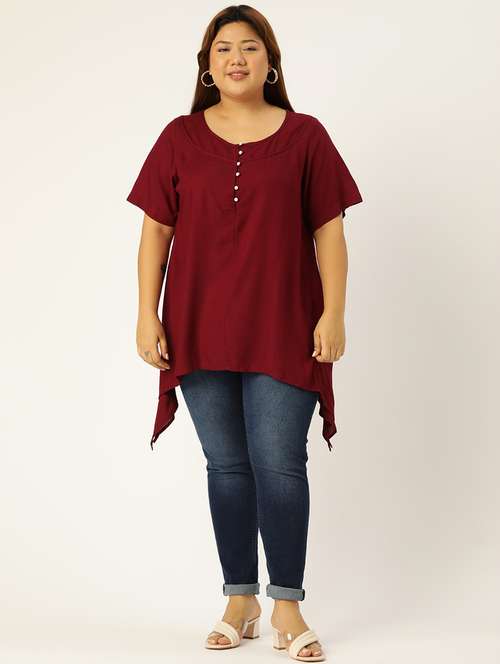 women's asymmetric round neck top - 19160412 - Standard Image - 0