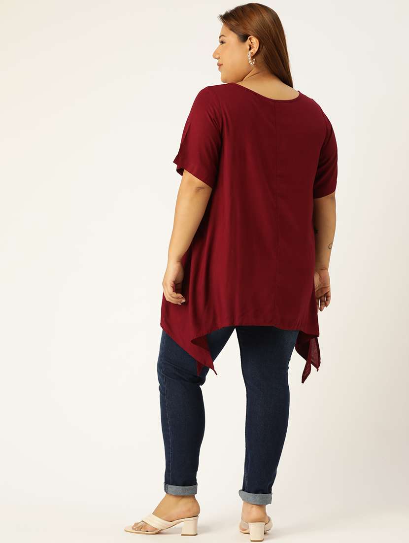 women's asymmetric round neck top - 19160412 - Standard Image - 2