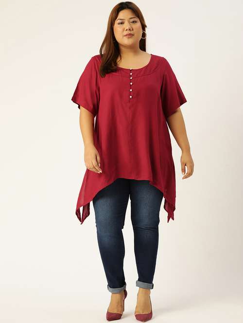 women's asymmetric round neck top - 19160414 -  Standard Image - 0