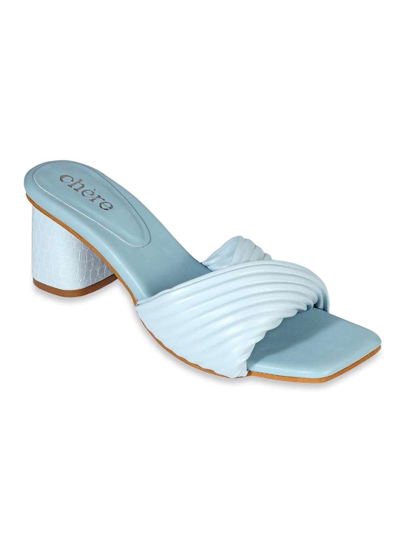 blue slip on sandal