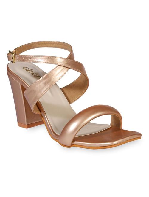 gold block heel sandal - 19160555 -  Standard Image - 0