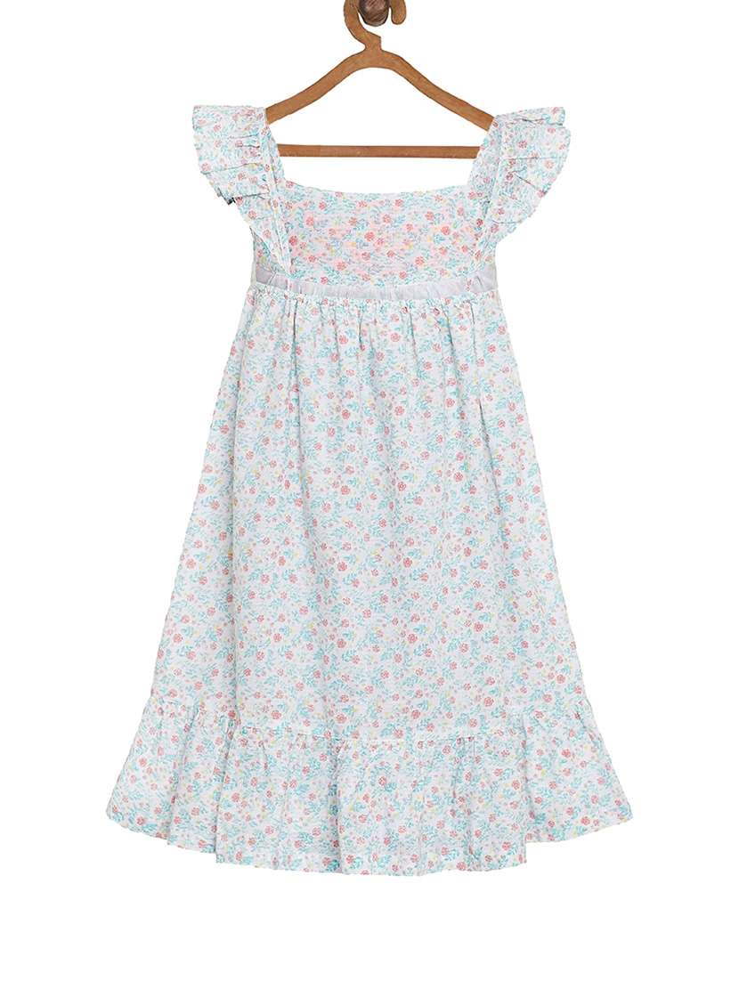 girls square neck cap sleeve frock