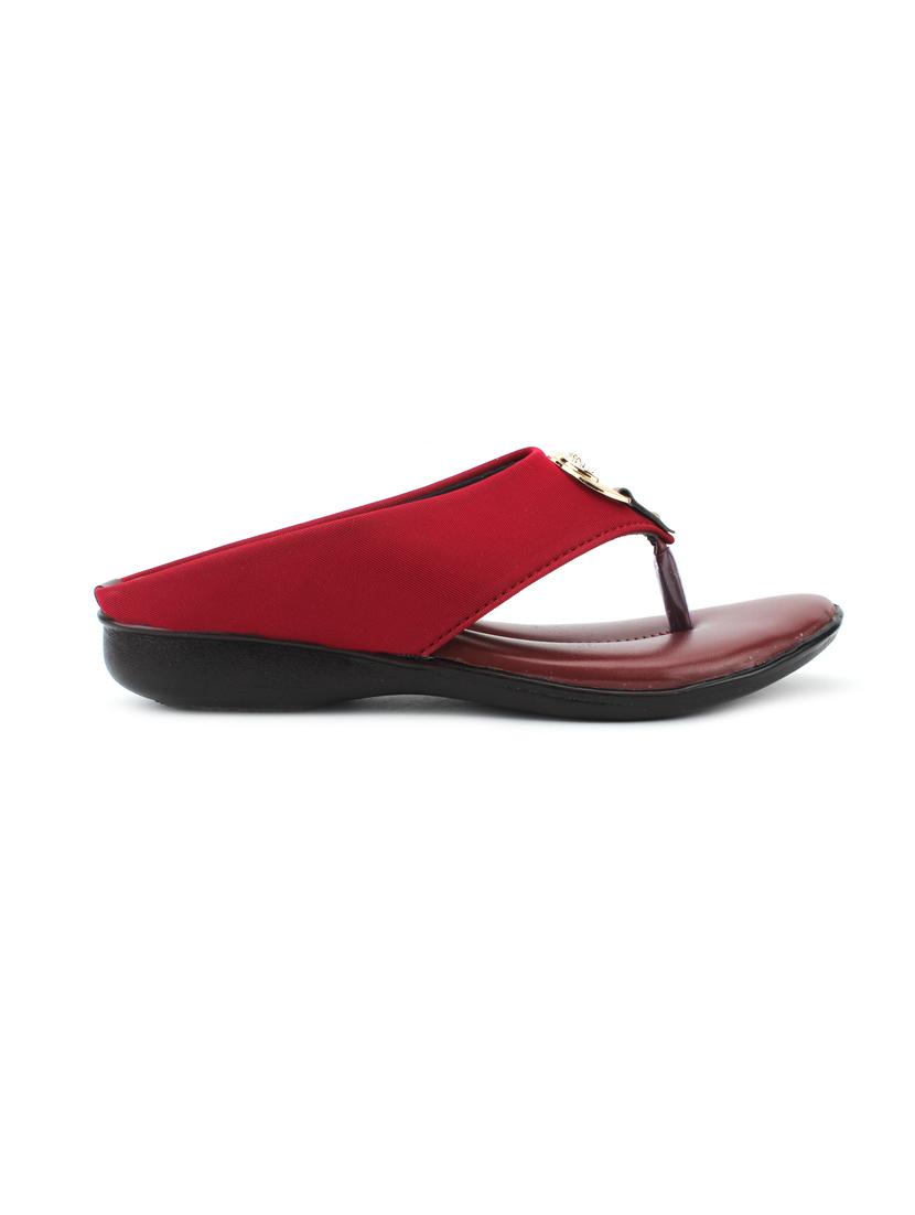 maroon leatherette slip on sandals - 19160698 - Standard Image - 2