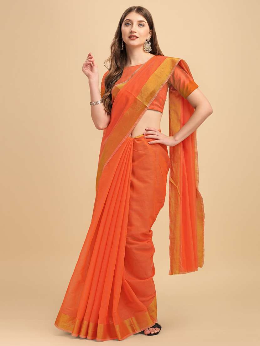 orange silk banarasi saree with blouse - 19161196 - Standard Image - 2