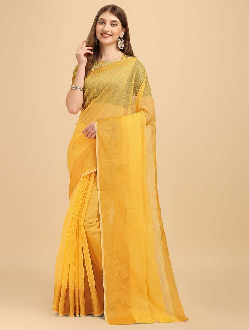 yellow silk banarasi saree - 19161200 - Standard Image - 2