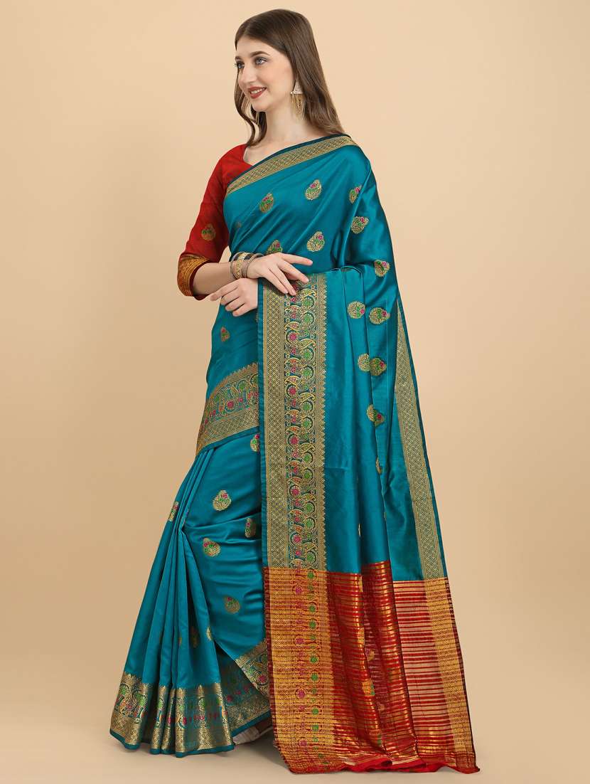 self design banarasi saree with blouse - 19161241 - Standard Image - 2