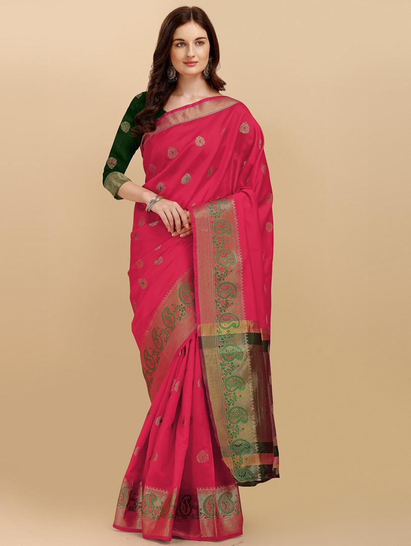 pink silk banarasi saree with blouse - 19161252 - Standard Image - 2