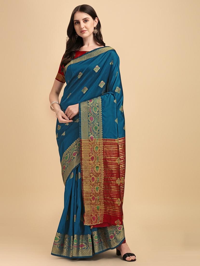 self design banarasi saree with blouse - 19161256 - Standard Image - 2