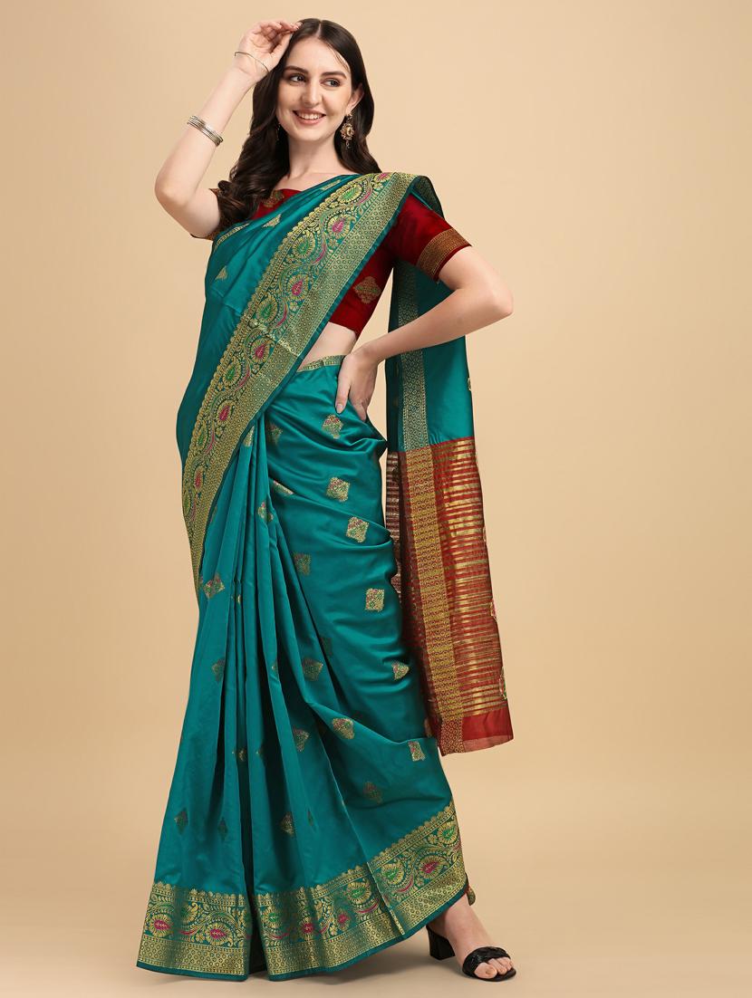 self design banarasi saree with blouse - 19161262 - Standard Image - 2
