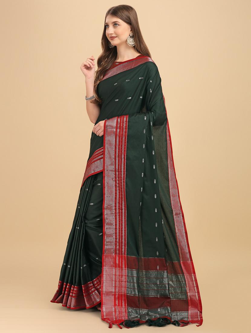 green silk banarasi saree with blouse - 19161284 - Standard Image - 2