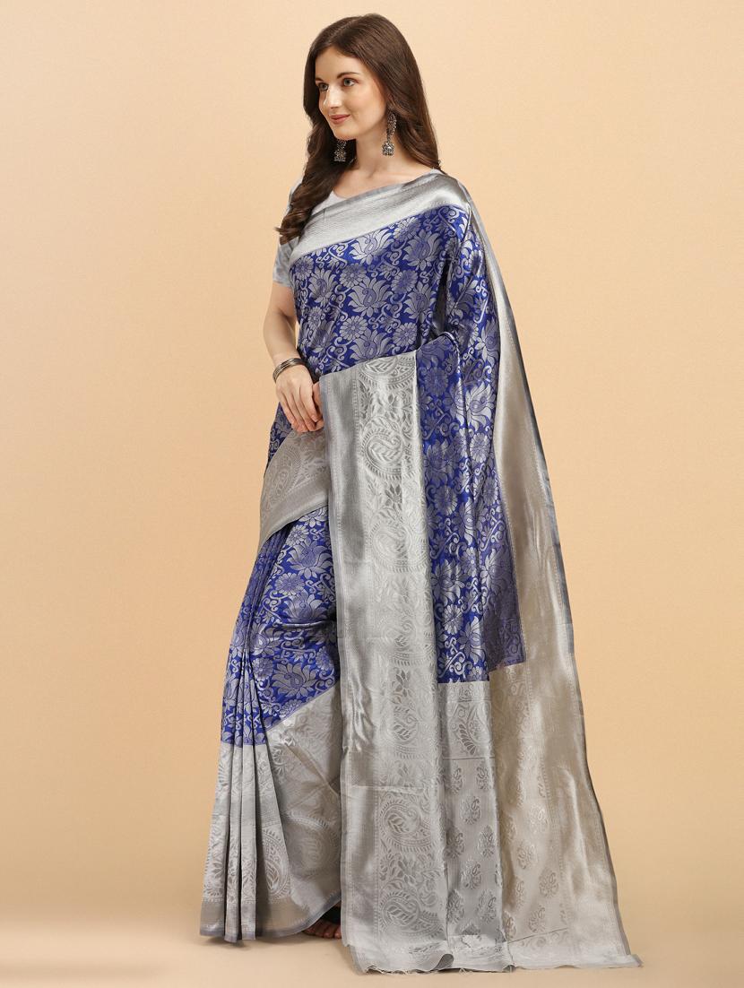 women's banarasi saree with blouse - 19161305 - Standard Image - 2