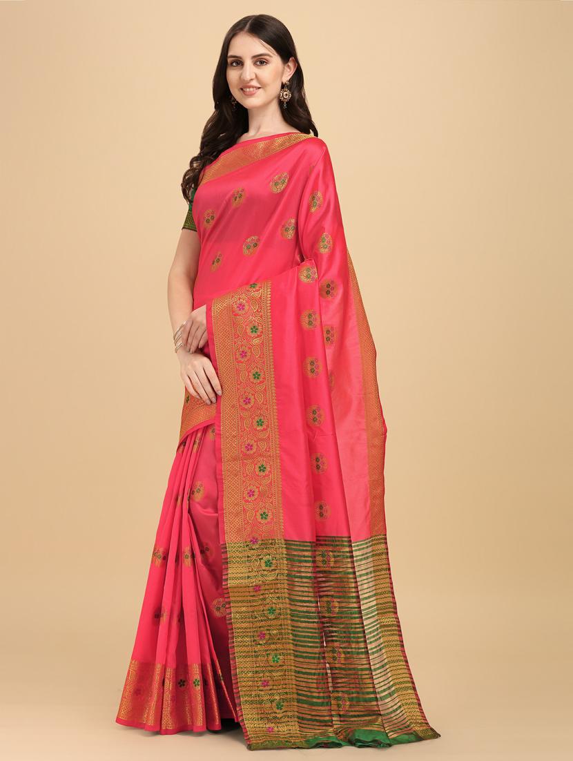 self designed jacquard saree with blouse - 19161326 - Standard Image - 2