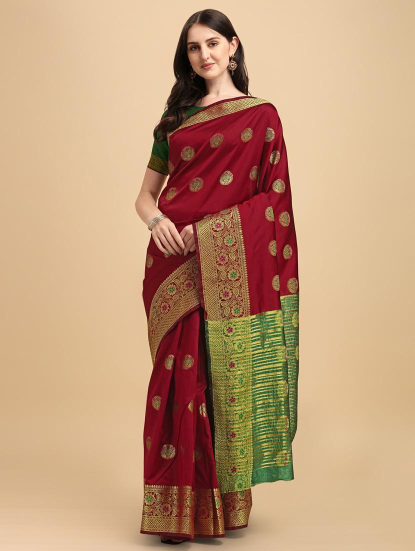 self designed jacquard saree with blouse - 19161327 - Standard Image - 2