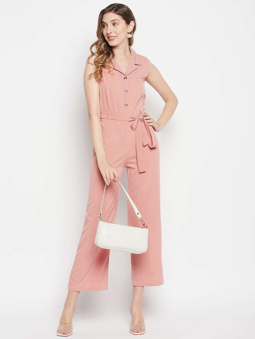 pink solid jumpsuit