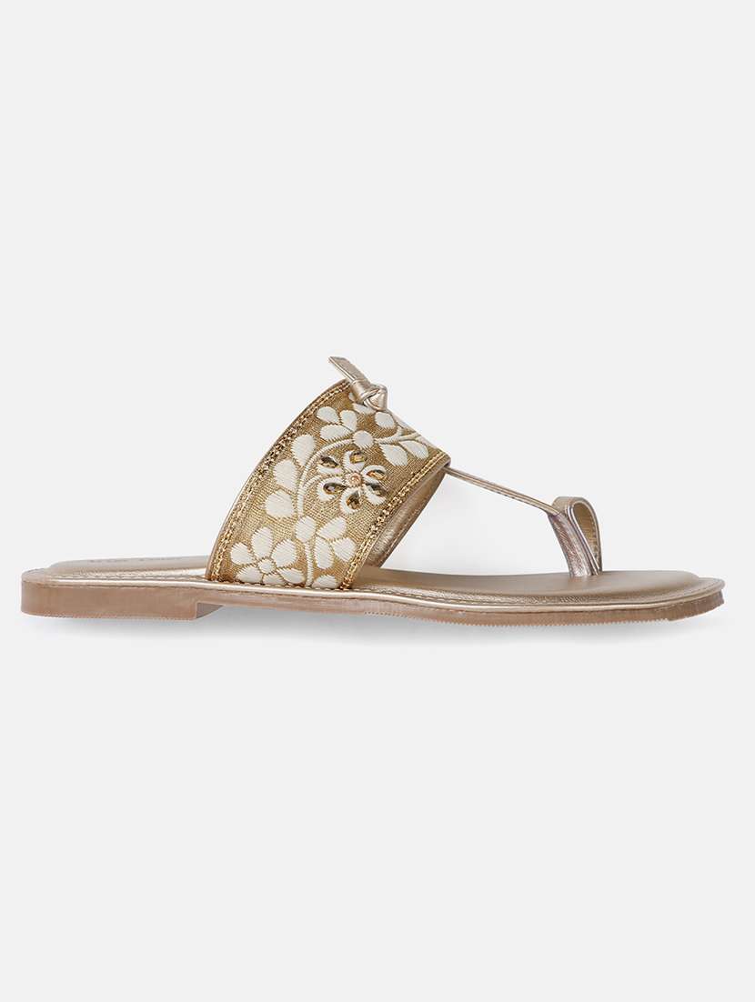 gold faux leather one toe sandals - 19163075 -  Standard Image - 2