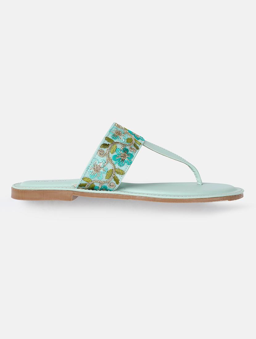 green faux leather tstrap sandals - 19163084 - Standard Image - 2