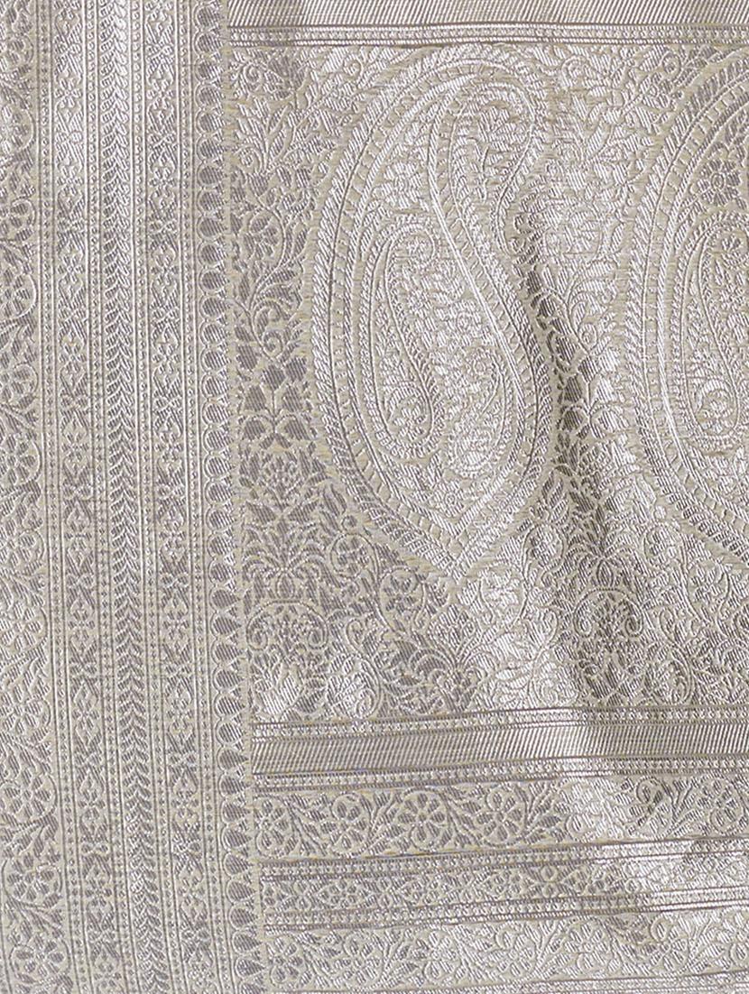 silver jacquard saree with blouse - 19163397 - Standard Image - 2