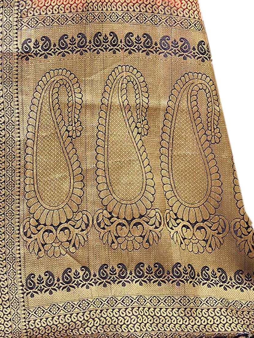 red jacquard saree with blouse - 19163447 - Standard Image - 2