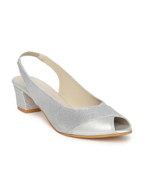 silver synthetic back strap sandals - 19163599 -  Standard Image - 0