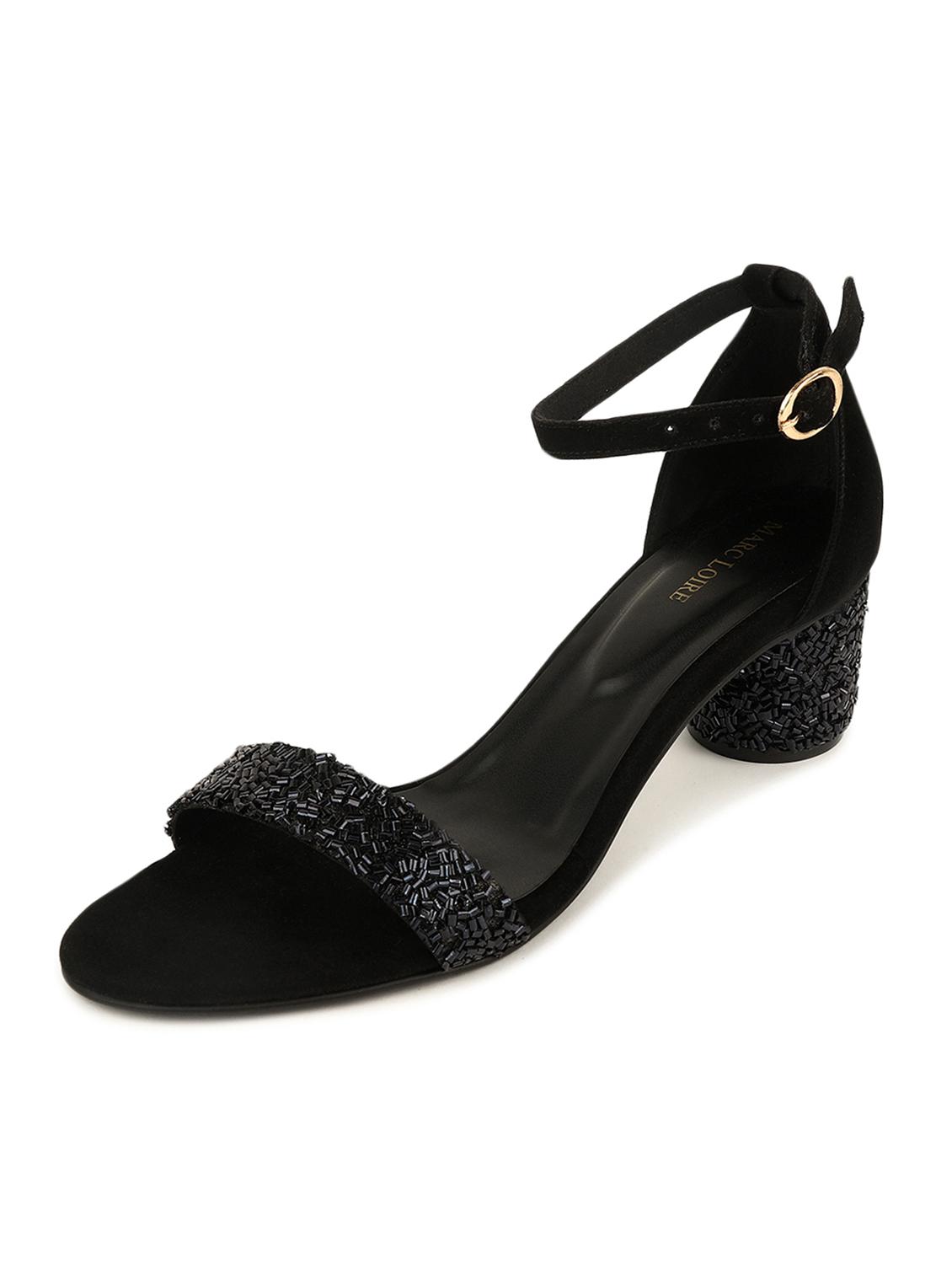 women black ankle strap sandal - 19163651 - Standard Image - 2