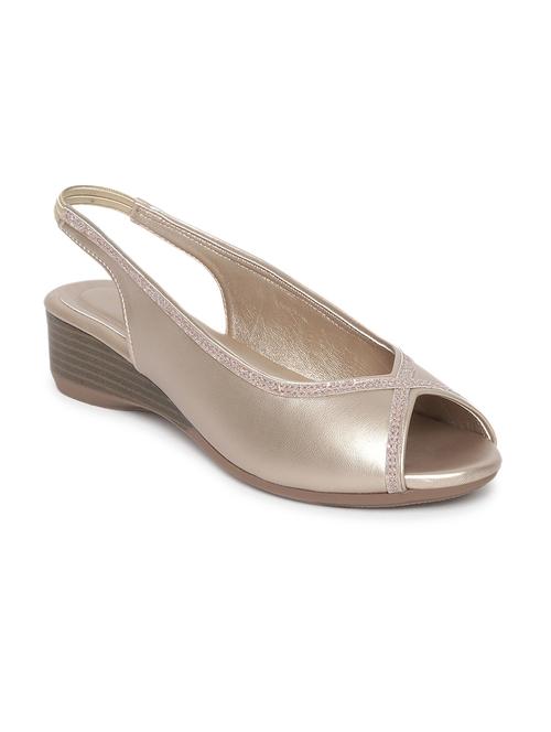 women gold slip on sandal with back strap - 19163674 - Standard Image - 0