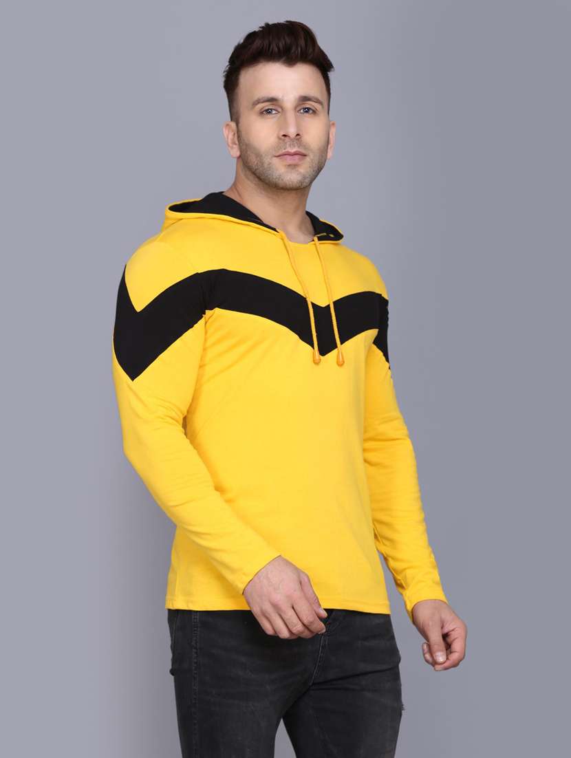 men hood neck color block t-shirt - 19164005 -  Standard Image - 2