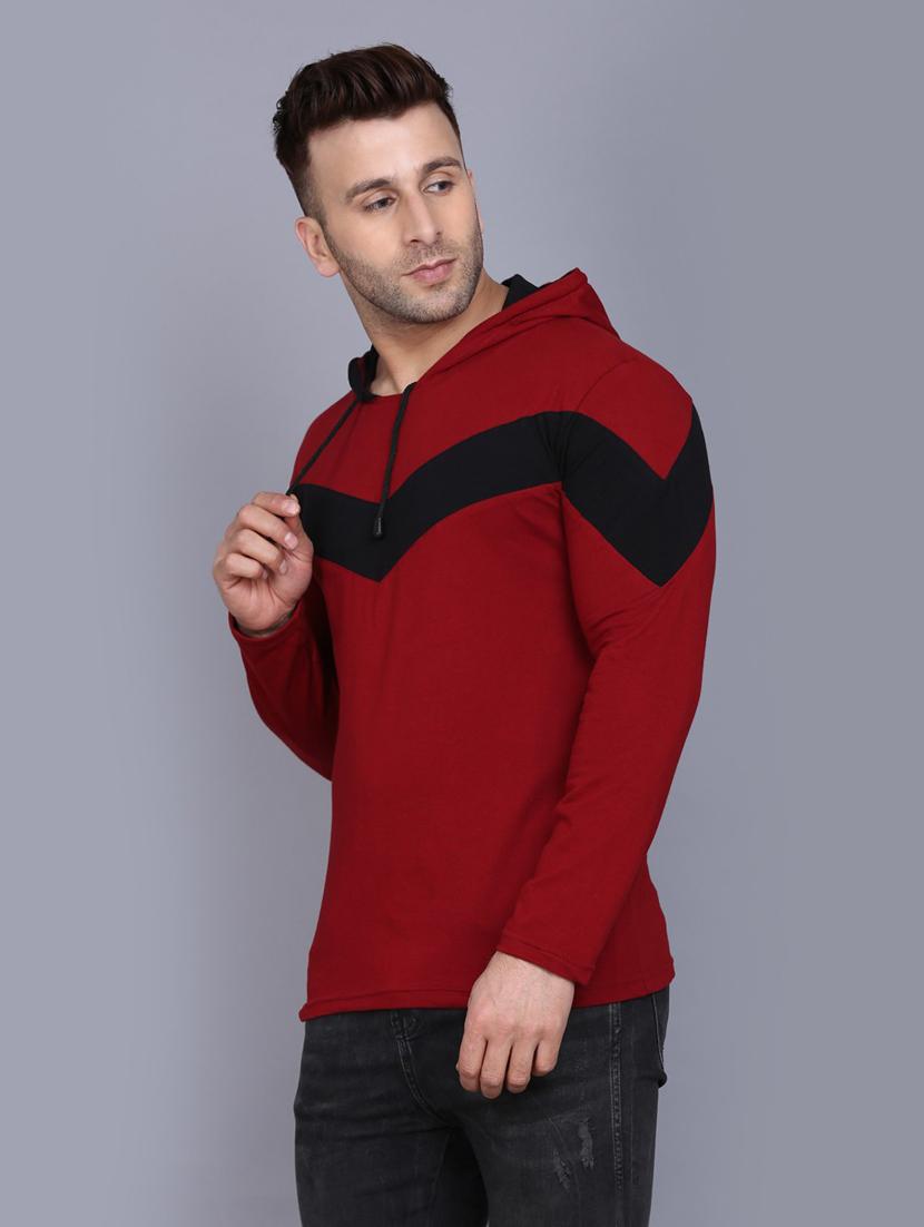 hood neck solid hooded t-shirt - 19164015 - Standard Image - 2