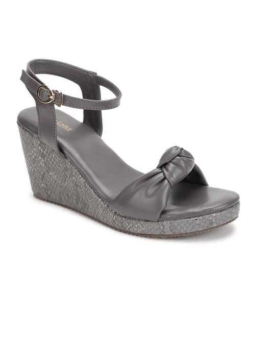 women grey ankle strap wedge - 19164343 - Standard Image - 0