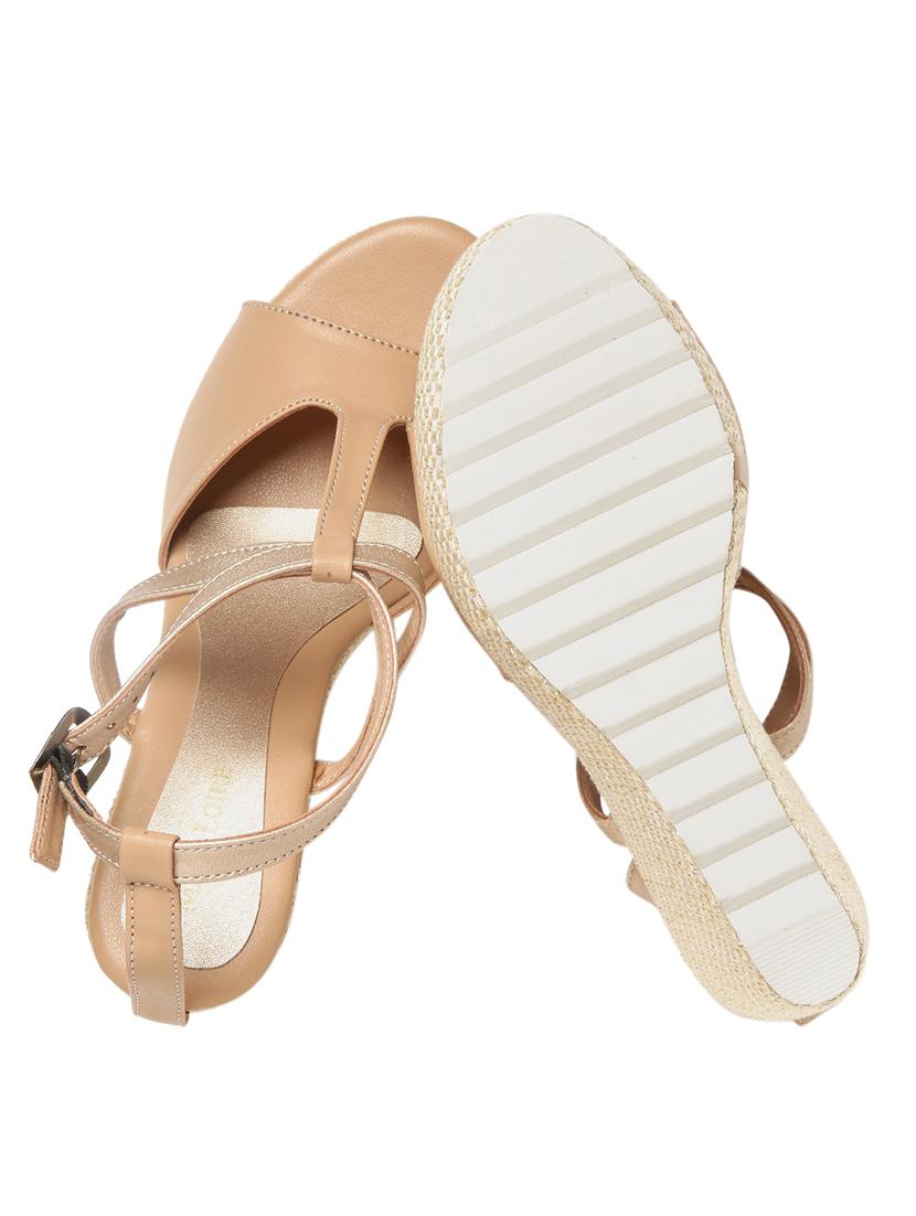 women beige ankle strap wedge - 19164350 - Standard Image - 2